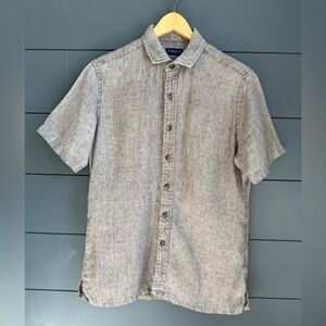 Proper Cloth Short Sleeve Button Down Shirt Brown Tan 100% Cotton